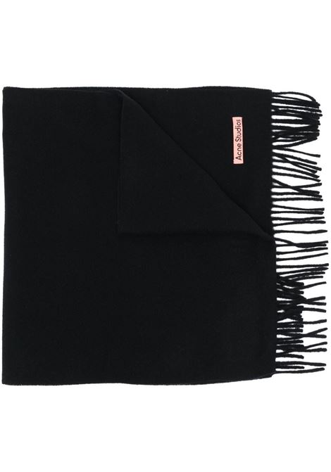 Black fringed scarf - unisex